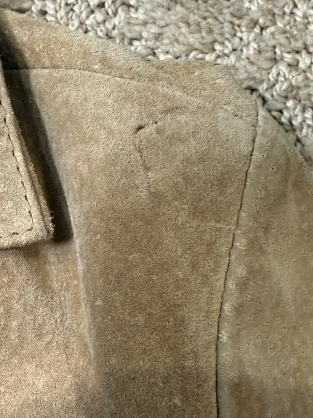 Wilsons Leather Women's Tan Suede Jacket with Leopard Trim Accents - Picture 9 of 9